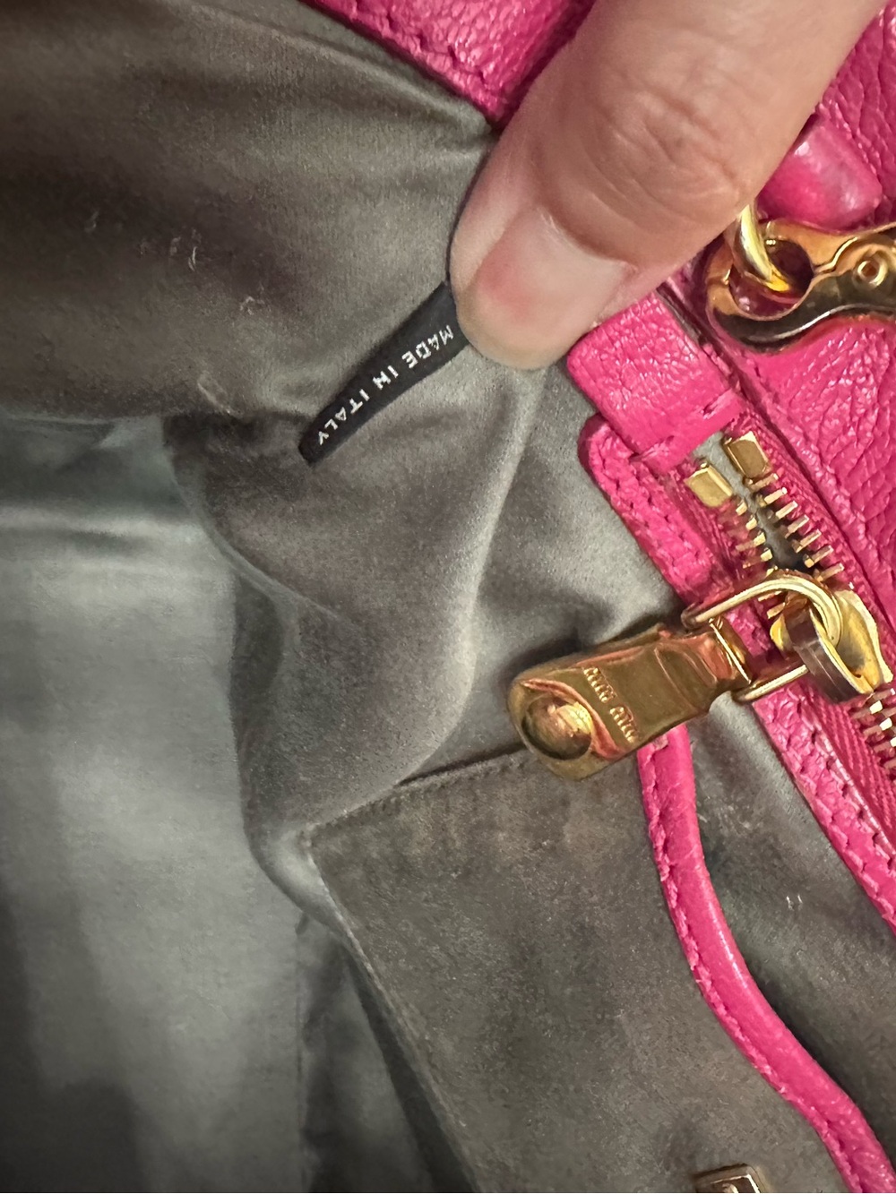 Miu Miu Pink Madras Leather Tote / Crossbody Bag - Picture 7 of 14